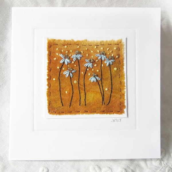 RUST PRINTED EMBROIDERED CARD