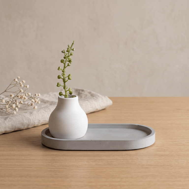 Grey Oval Jewellery Tray, Handmade Decorative Catchall Dish for Home