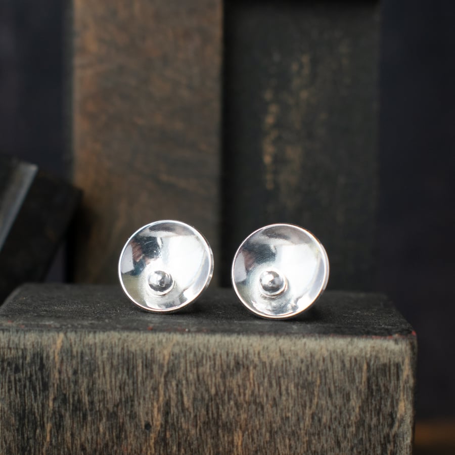 Silver Dome Stud Earrings - Modern, Minimalist Jewellery