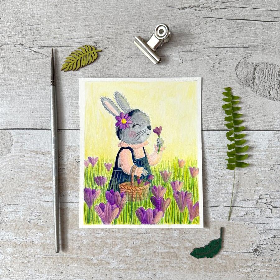 Original Rabbit Painting - Gouache Painting - One of a kind