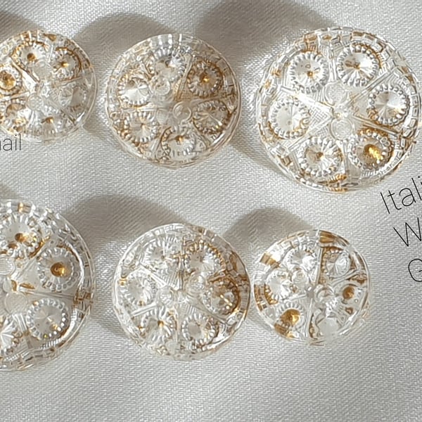 12.5mm 15mm 19mm Italian Glass looking(Acrylic) buttons with random gold design