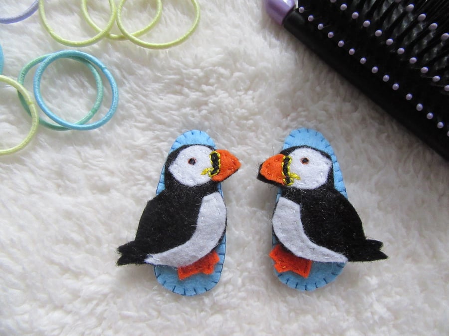 Puffin hair clips 