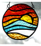 Sunset Beach Waves Stained Glass Suncatcher - Image 2