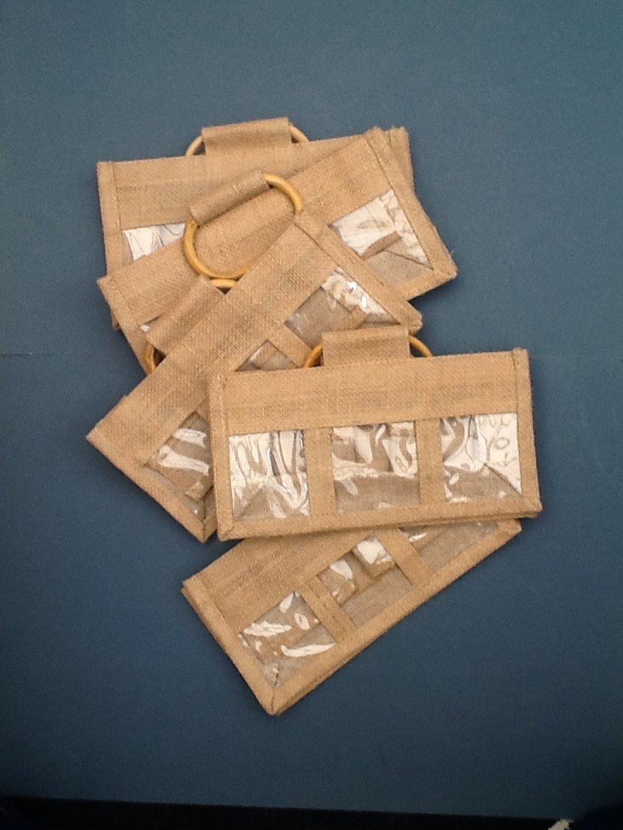 Hessian gift bags for 3 jam jars x5