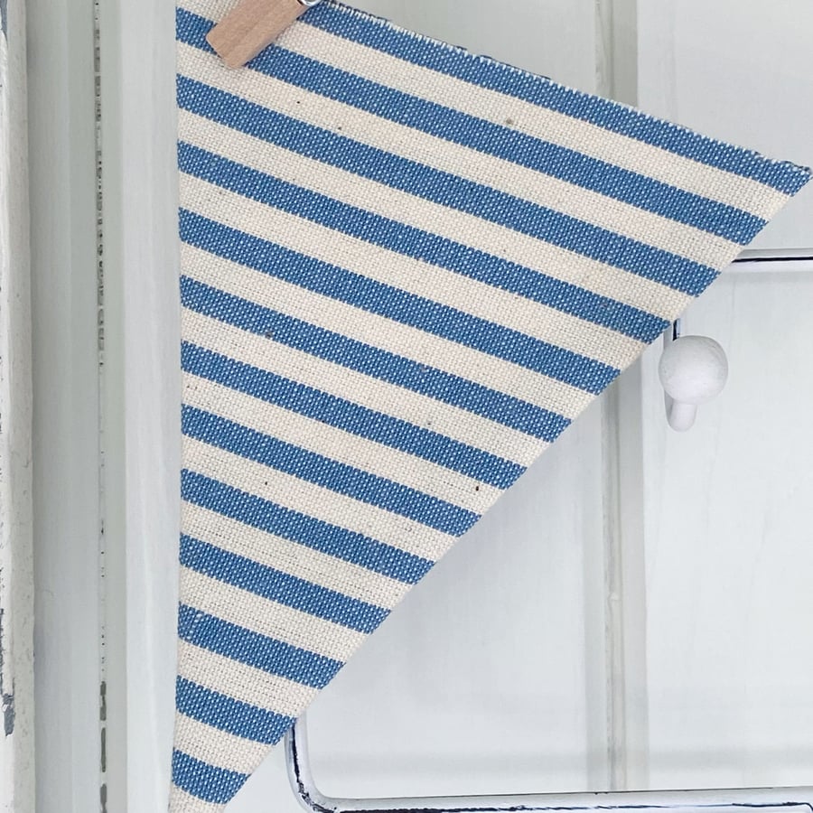 BUNTING - cornflower blue and white stripes