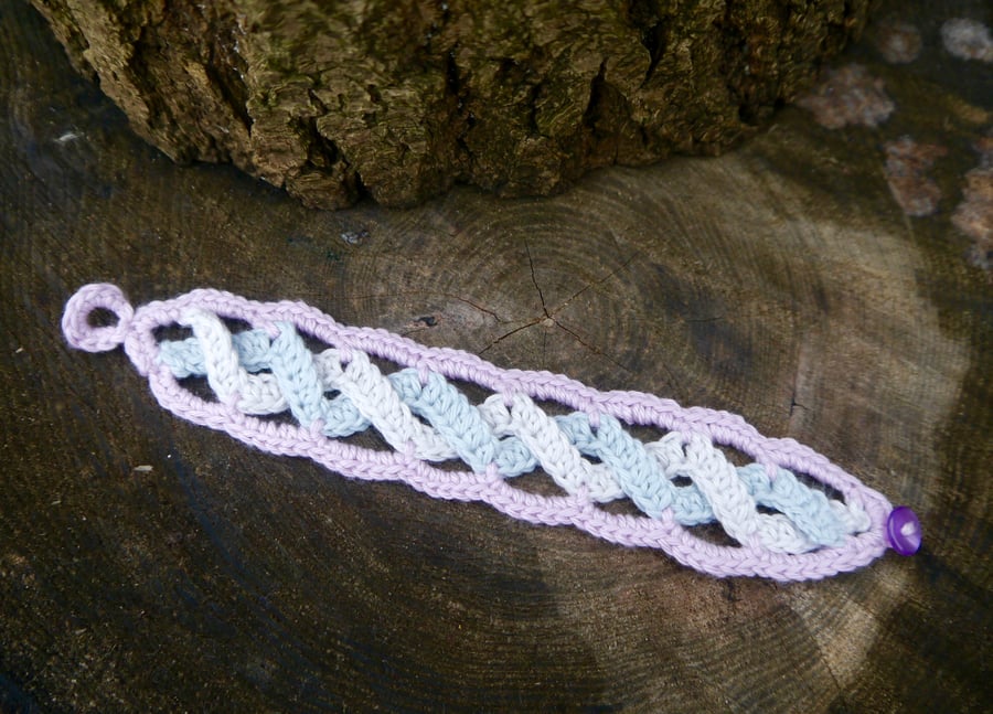 Crochet Woven Bracelet Cuff, Pastel Bracelet