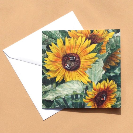 Greetings Card - Blank - Sunflowers