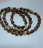 Bronze Freshwater Pearl Necklace with Swarovski Crystals - Artisan Handmade