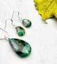 Fused Glass Teardrop Necklace and Earring Set