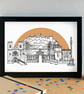 Lisbon Skyline Art Travel Print - Image 1