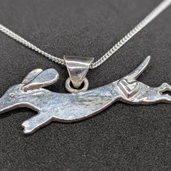 Sterling silver dachshund pendant with handmade bail