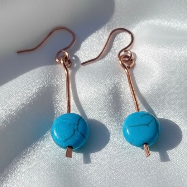 Handmade Copper & Blue Howlite Earrings
