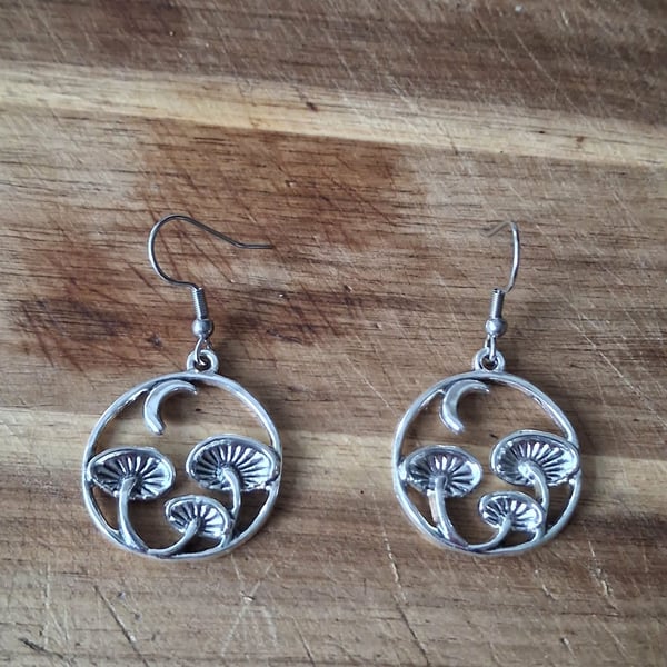 Toadstool Hoop Earrings – Handmade OOAK Gift for Her, Quirky earrings OOAK