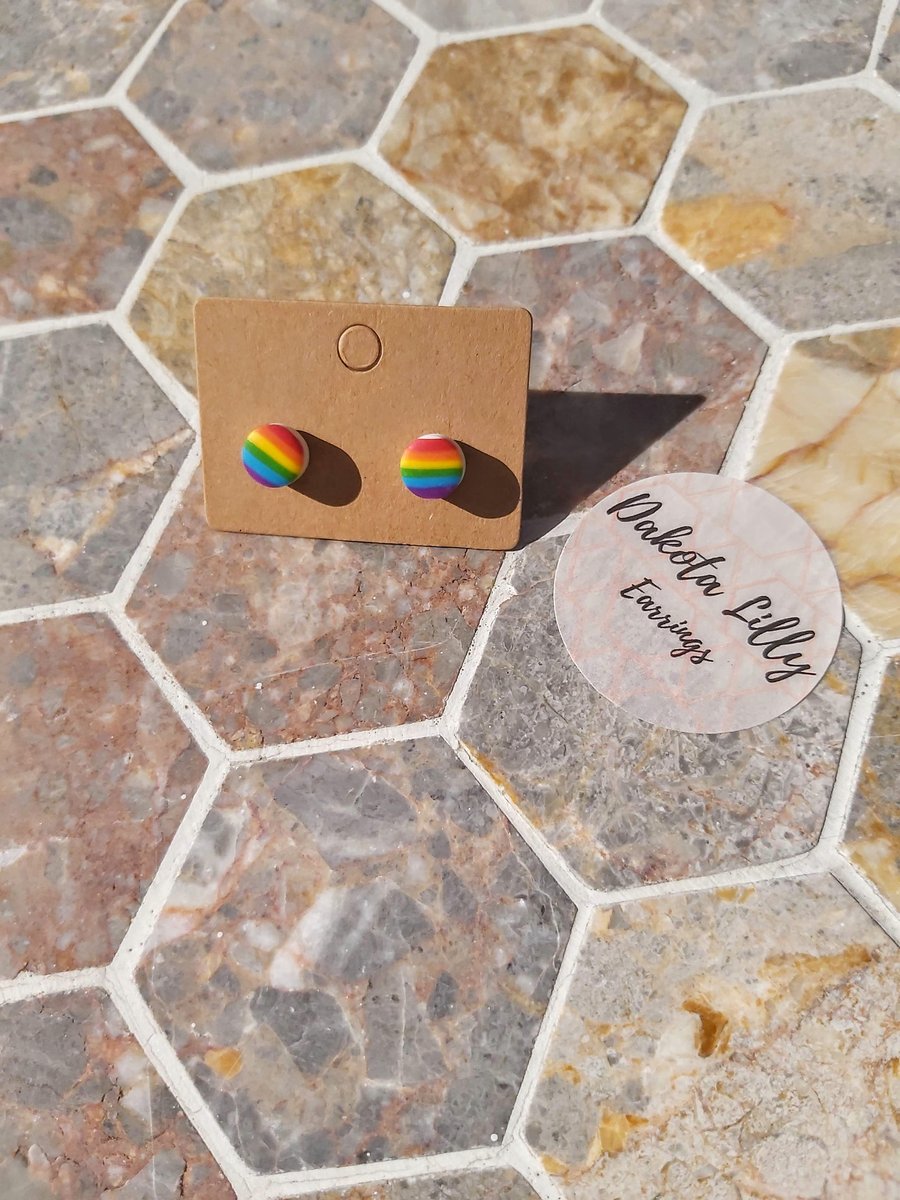 Pride Rainbow polymer clay studs