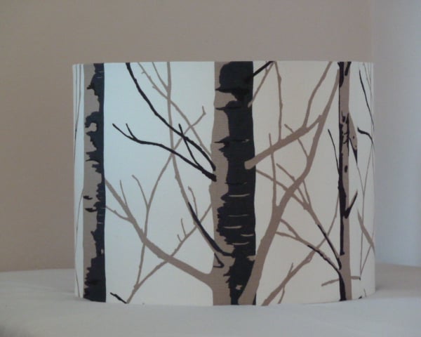 Silver Birch Drum Lampshade 30cm, Handmade.