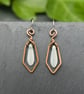 Hammered Copper Wire Earrings with Frosted White AB Dagger Beads - Image 4