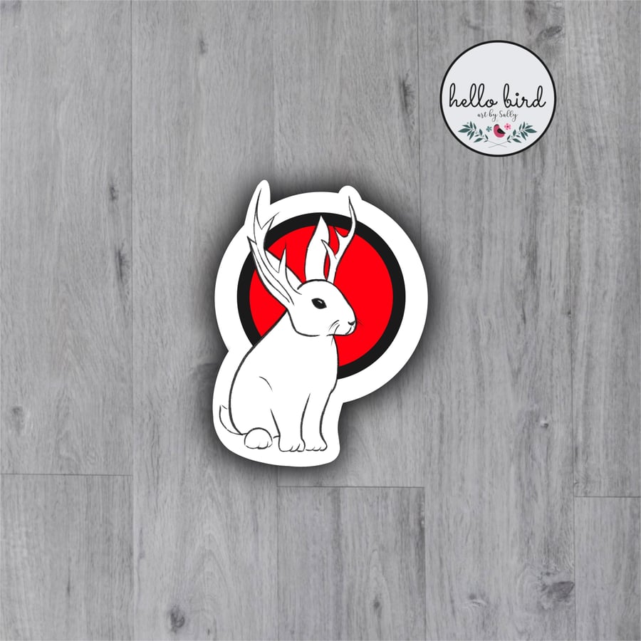 Jackalope Vinyl Sticker - Die Cut Animal Sticker - Laptop Sticker