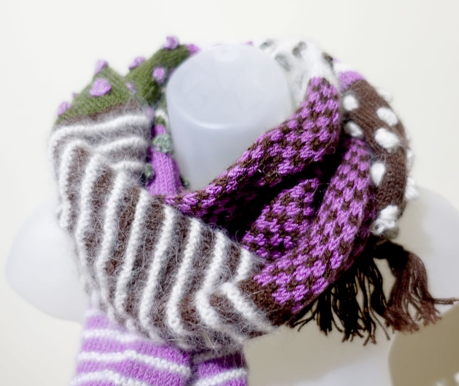 Hand Knitted  Angora Mix Yarn Super Warm and Machine Washable Scarf Neck Warmer