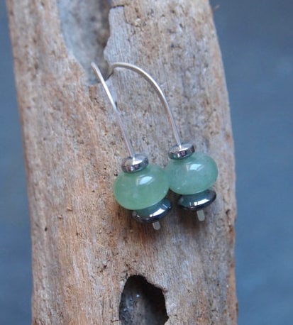 Aventurine silver drop earrings