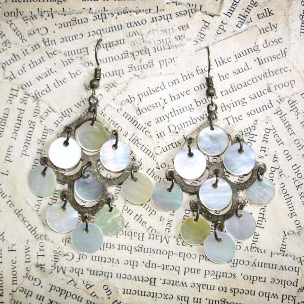 Seashell Shell Chandelier Style Hook Dangle Earrings