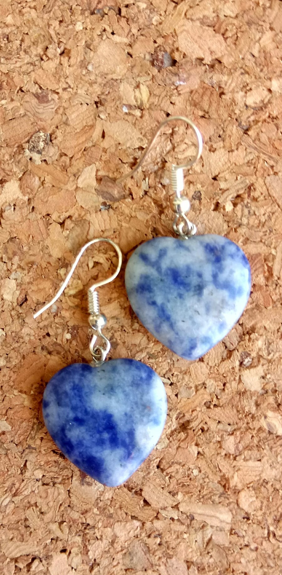 Beautiful Semi Precious Bluespot Heart Earrings