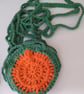 Crochet Bottle Holder - Orange & Green - Image 2