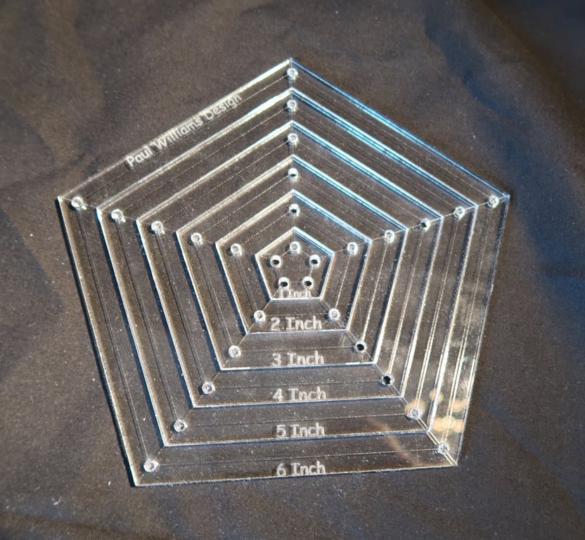 Pentagon, pentangle quilting template set, stencil, quilt making,paper piecing