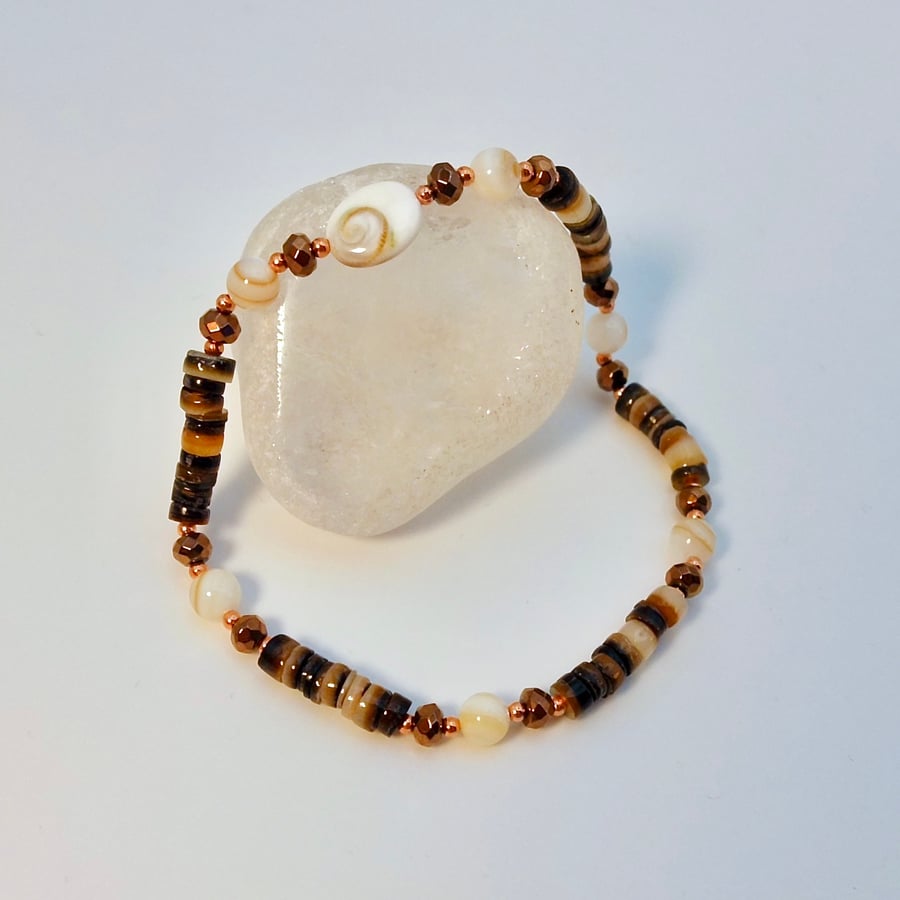 Shiva Eye & Shell Large Unisex Bracelet - Anniversary, Fathers Day ,Gift For Him