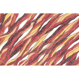 Leaf Abstract (Ribbons) No.4 Original Coloured Pencil Drawing