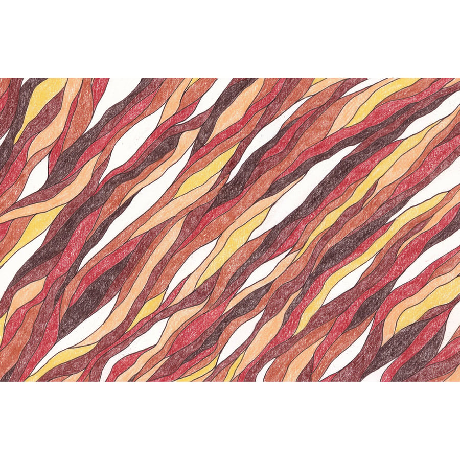 Original Abstract Coloured Pencil Drawing Autumnal - Ribbons No.4