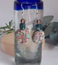 Turquoise, purple and sienna dangly disc polymer clay earrings 
