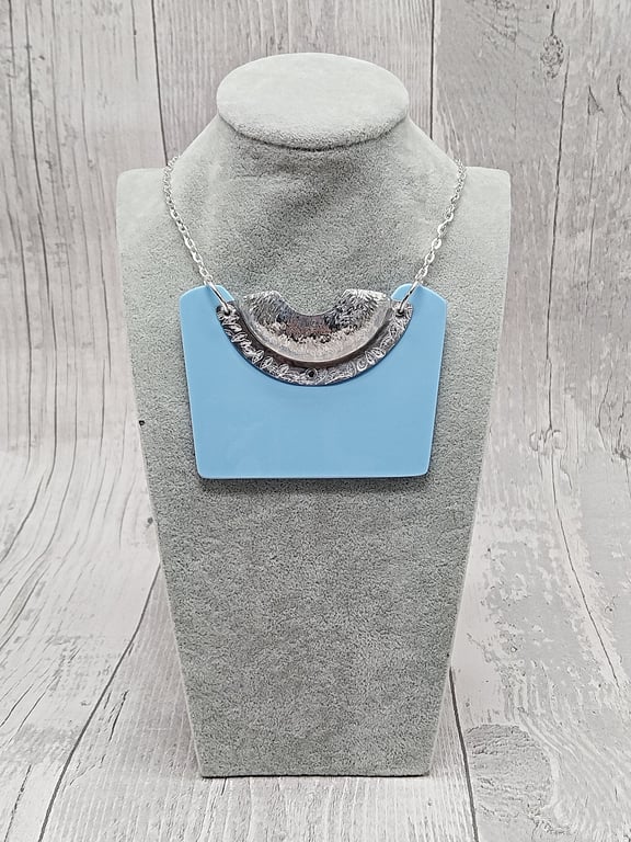 Recycled Aluminium Drink Can Base, Blue Square Acrylic Shape Necklace Pendant