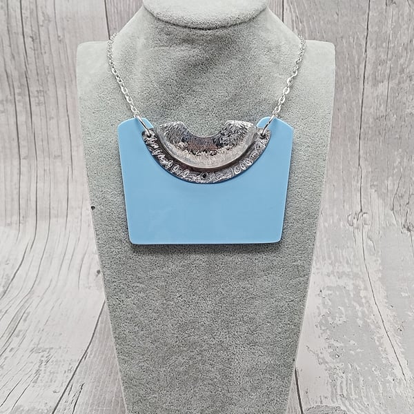 Recycled Aluminium Drink Can Base, Blue Square Acrylic Shape Necklace Pendant