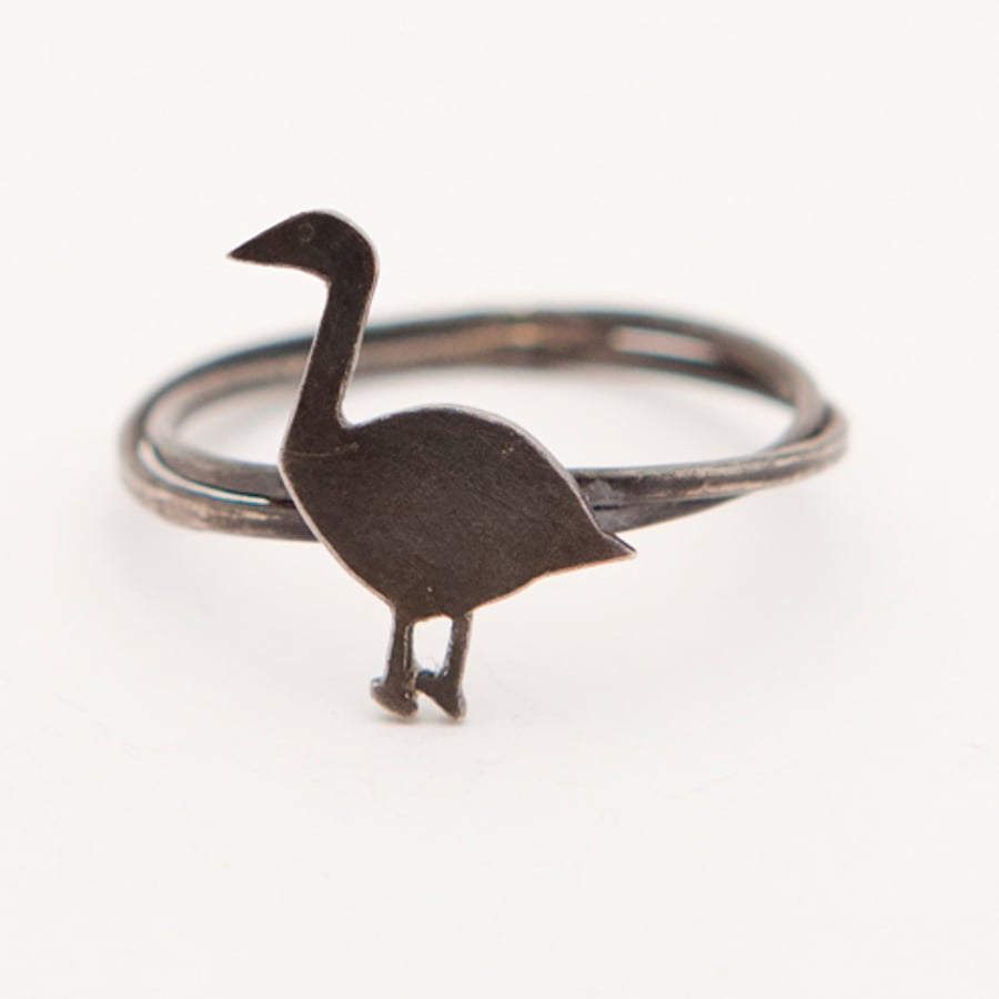 Greylag Goose Ring Oxidised Silver