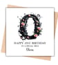 Any Initial - Pink Rose Initial Happy Birthday Card