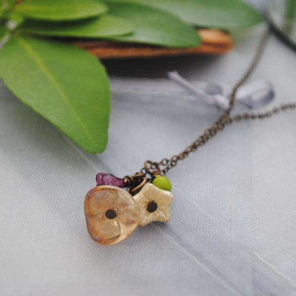 Citrine flower charm necklace