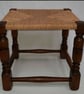 Hand Restored Antique Oak Footstool French Polished, Rewoven Seagrass
