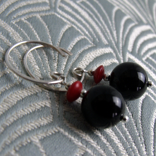 Black Dangle Earrings, Black Onyx Earrings, Handmade Earrings CC60