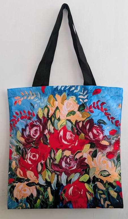 Floral Tote Bag "Summer Dreams"  Original oil painting design eco canvas shopper