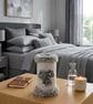 Handmade Upcycled Glass Vase,Grey Cashmere Blend Yarn,Faux Fur And Foam Roses