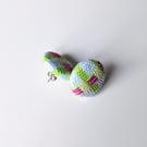 Handwoven Button Earrings