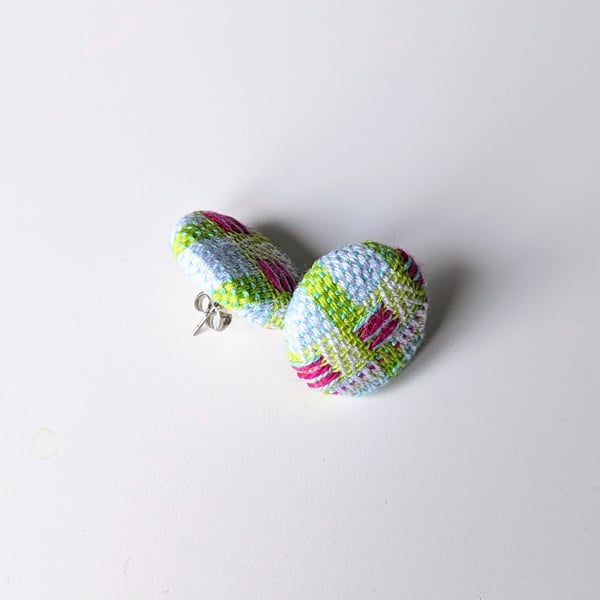 Handwoven Button Earrings