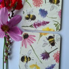 Wooden coasters decoupage bee and flowers set of two letterbox gift housewarming