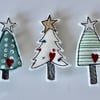 Set of Three Christmas Tree - Handmade Brooches