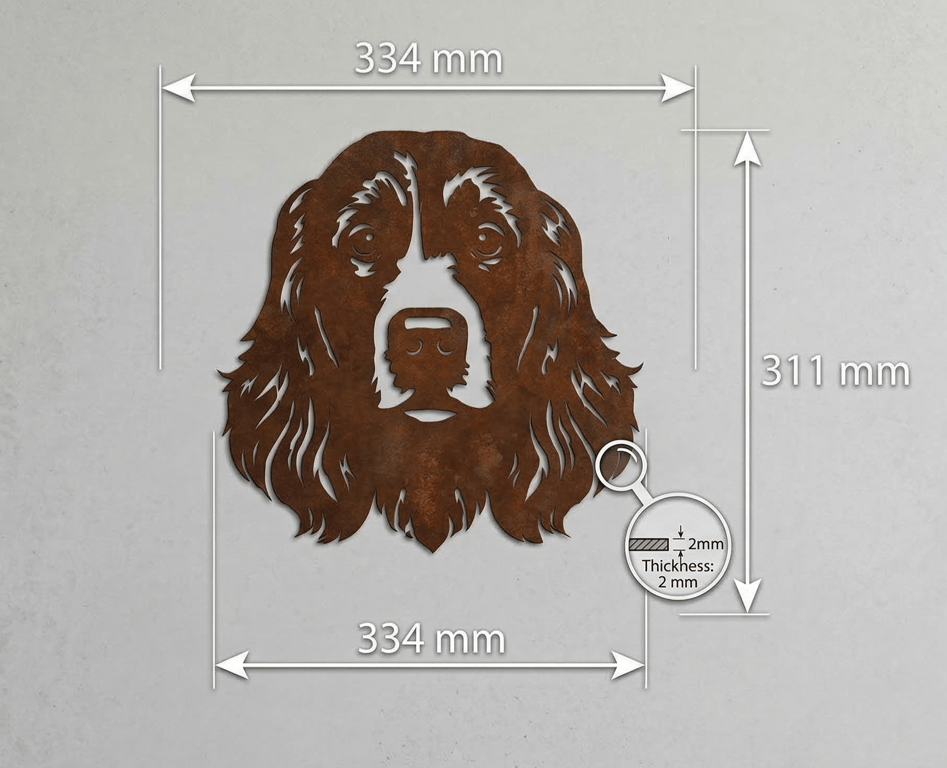 Spaniel Dog Metal Wall Art, Geometric Springer Cocker Gift Rusty Decor