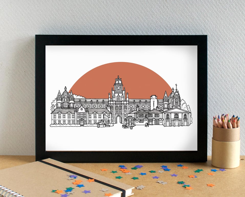 Egham Landmarks Skyline Art Print