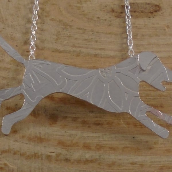 Sterling Silver Floral Running Dog Necklace