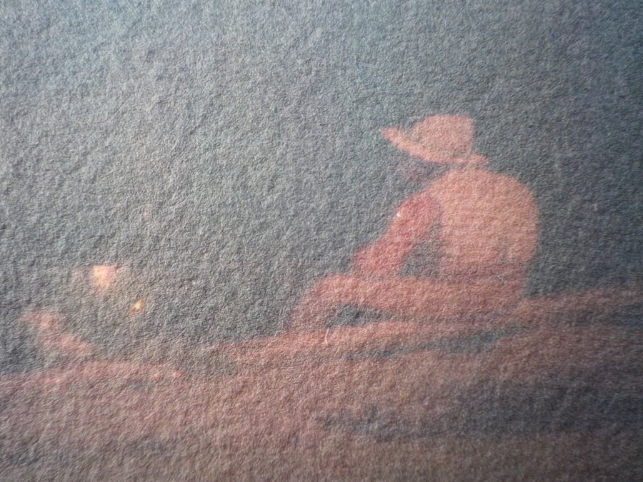 Man on a wall , A4 unframed, mounted, free hook & easel, 6673, free shipping....