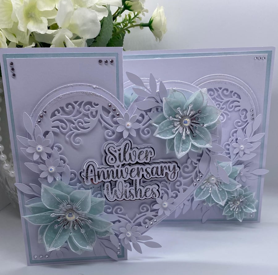 NEW Personalised - Luxury 25th Silver Wedding anniversary card boxed
