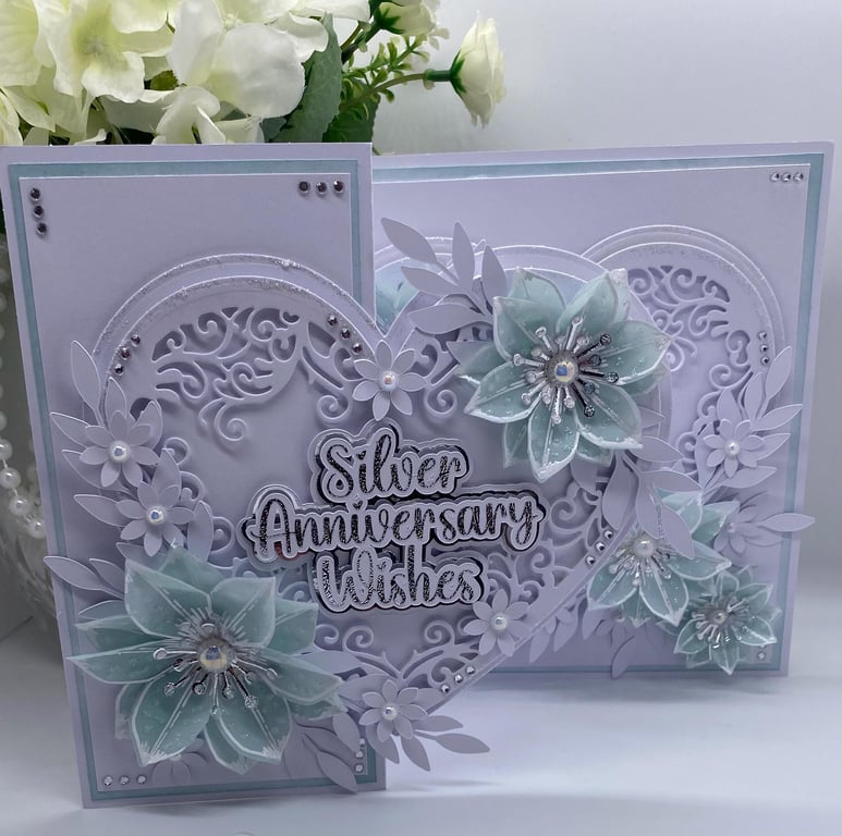 NEW Personalised - Luxury 25th Silver Wedding anniversary card boxed